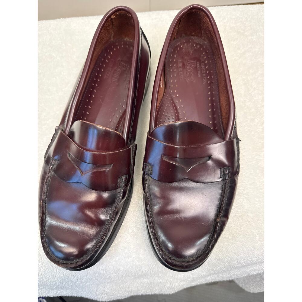 G.H. Bass Weejuns Penny Loafers Men 8.5D Burgundy Leather Classic EUC